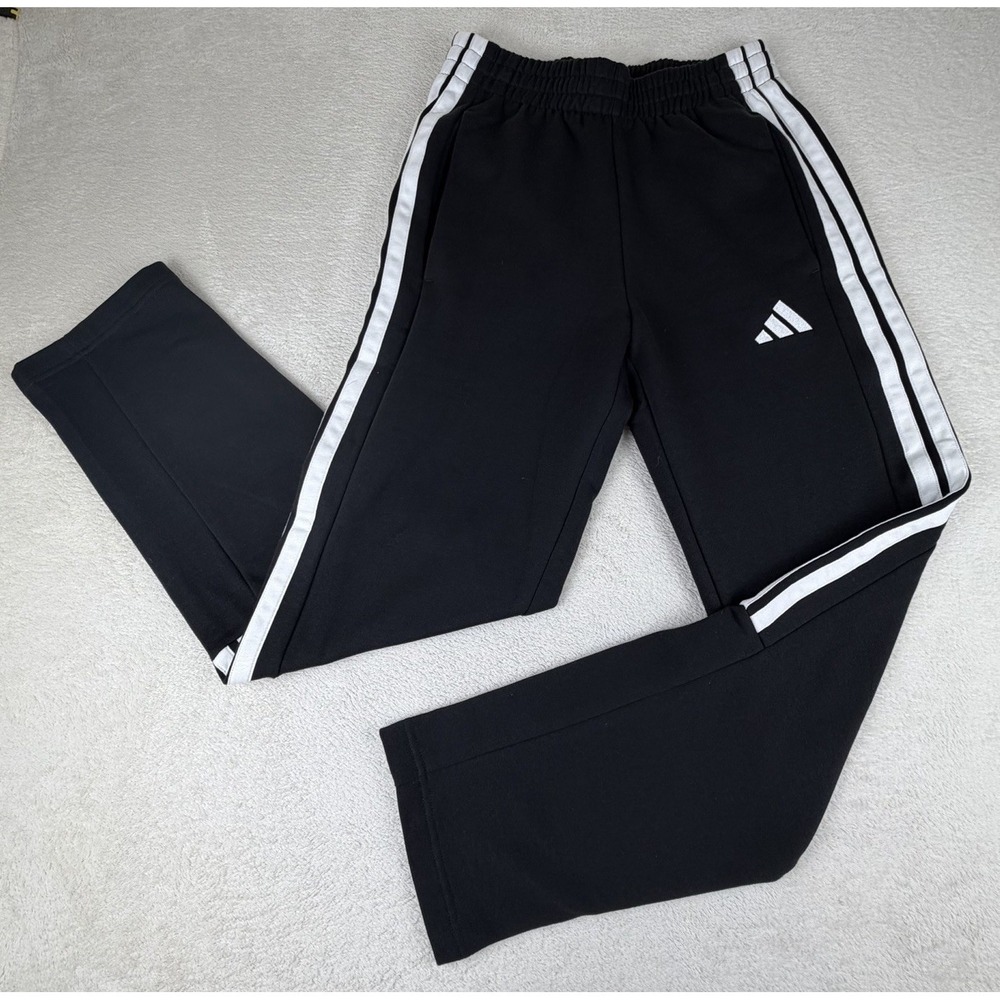NWT-Adidas 3-Stripe Fleece Pants Men's Small Black Athletic Sweatpants JY9028